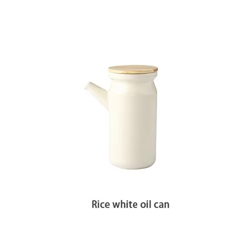 Ceramic Spice Rack Salt Shaker and Pepper Shaker Oil Bottle Set Kitchen Household Supplies for Spices Storage Jar with Cover